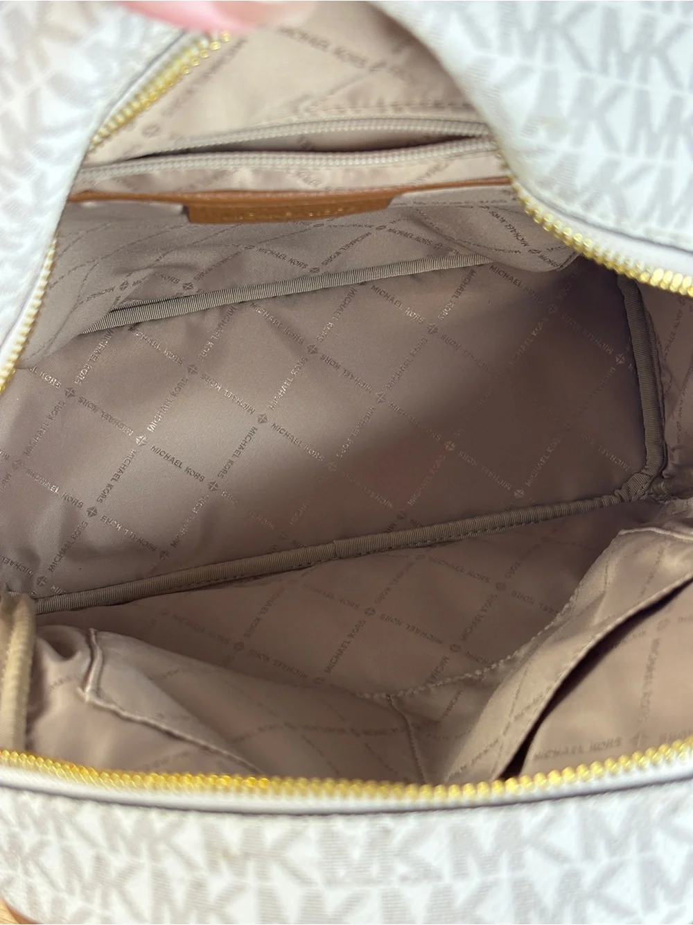MICHAEL Michael Kors Abbey Large Backpack Popular Vanilla/Acorn Color NWOT